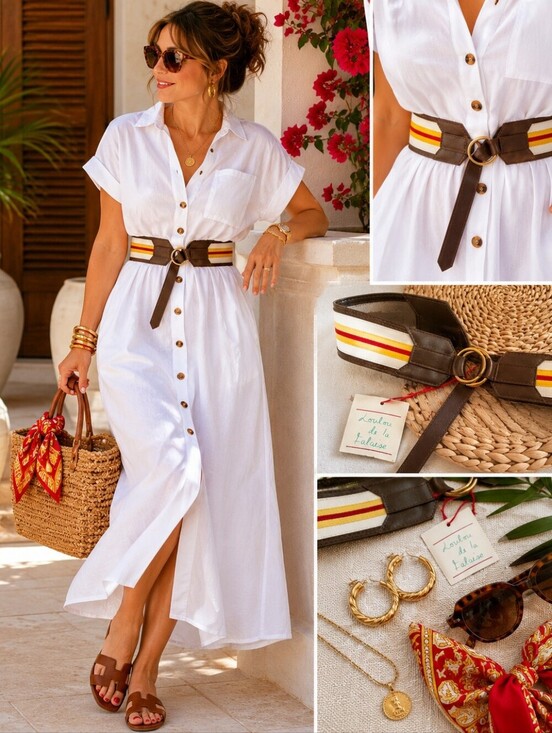 Loulou de la Falaise Accessories - Loulou de la Falaise 1X Wide Leather Waist Belt Brown Stripe O Ring NWT